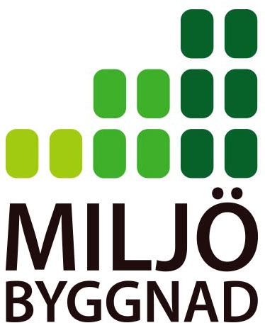 Miljöbyggnad logotyp med texten Miljöbyggnad